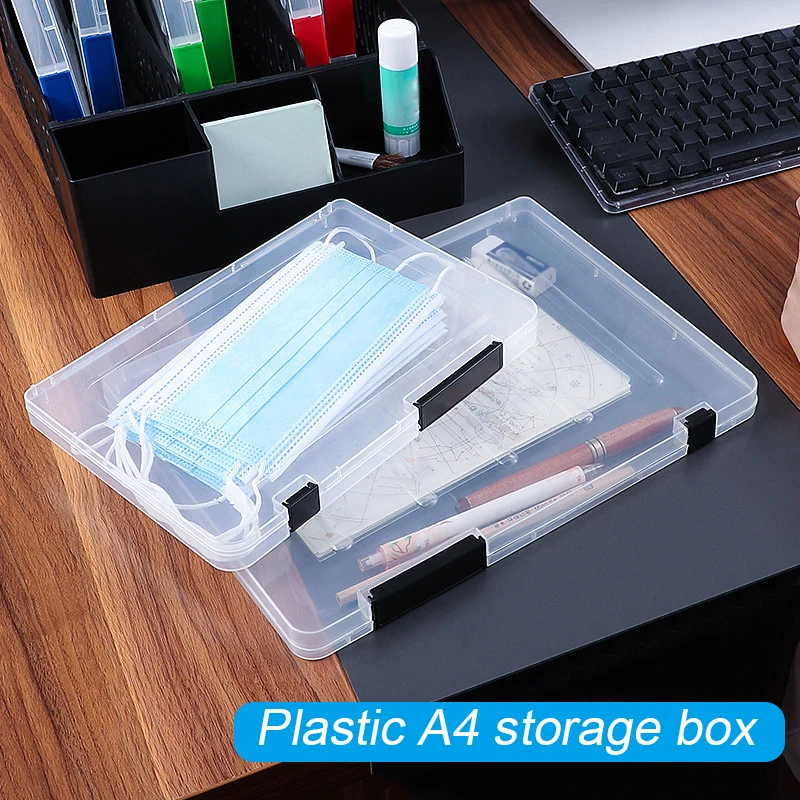 

Clear Portable Project Case File Paper Storage Box Documents Magazines Paper Protector Office School Supply Storage Box Case