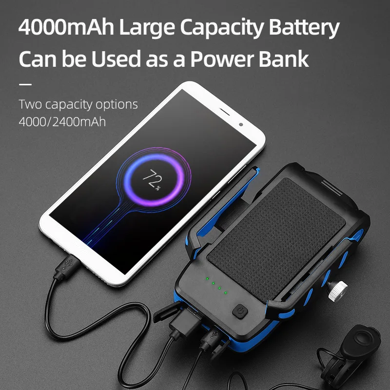 4 in 1 led bicycle light front usb rechargeable horn phone holder bicycle 4000mah bike lamp flashlight for bike light lantern free global shipping