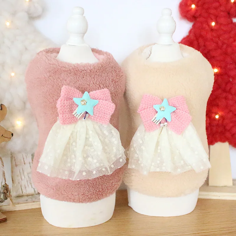 Шерстяное украшение в виде звезд теплый жилет для собаки одежда двух ног на осень