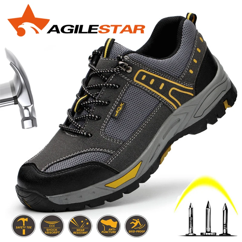 Мужские защитные ботинки со стальным носком рабочие для мужчин легкие дышащие