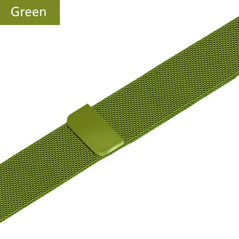 Green Миланская петля ремешок для apple watch ремешок correa apple watch 5 4 3 2 1 iWatch ремешок 42 мм 38 мм 44 мм 40 мм сетчатый Браслет аксессуары - Цвет ремешка: Green