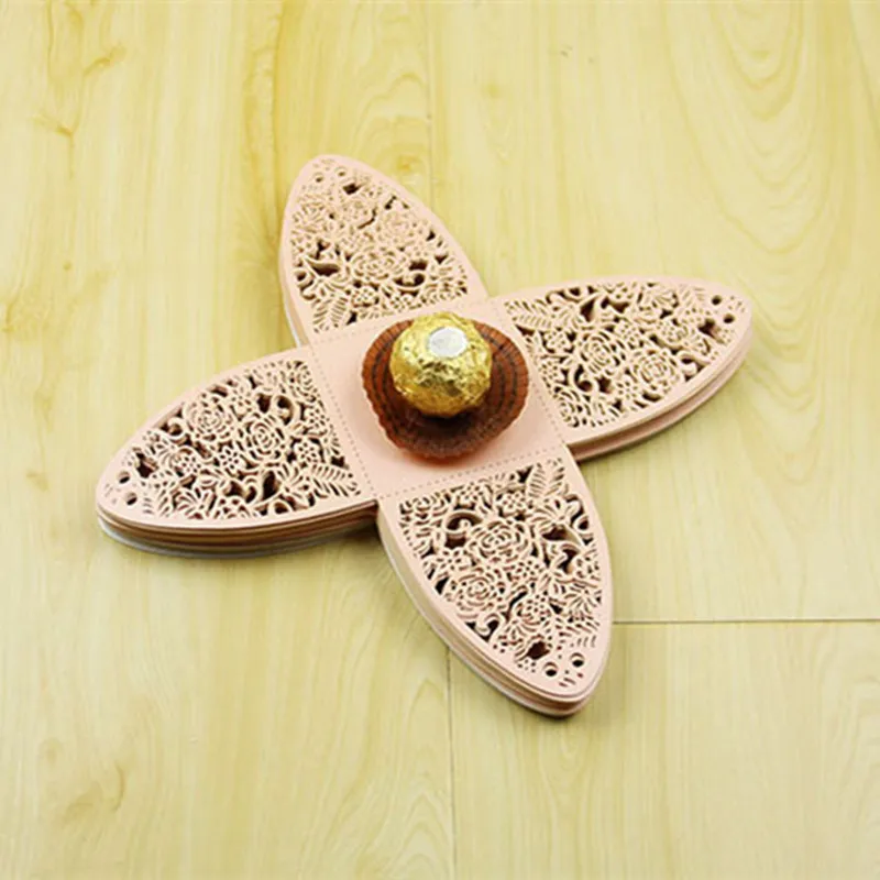 50 шт. Свадебные украшения с цветами лазерной резки драже конфетная коробка