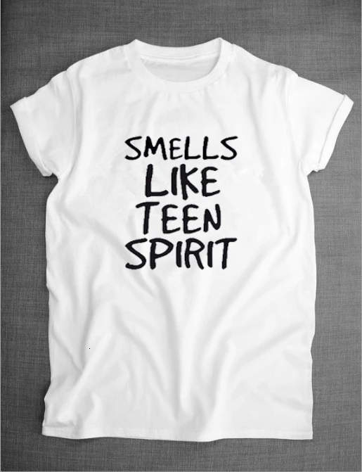 Футболка женская хлопковая с надписью Smells Like Teen Spirit K296 | Женская одежда