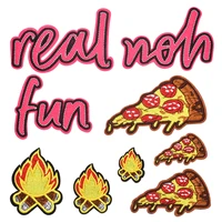 flame pizza embroidered cloth sticker summer clothing accessories computerized embroidery label patch cloth badges jacket decor