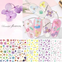 1pcs gypsophila flower nail sticker colorful pink nail decals floral geometric nail art water transfer applique nail decoration