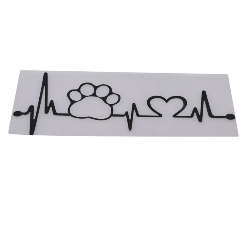 

Heartbeat Love Dog Footprints Funny Car Sticker Pull Fuel Tank Pointer Reflective Vinyl Car Sticker Decal Creative Black