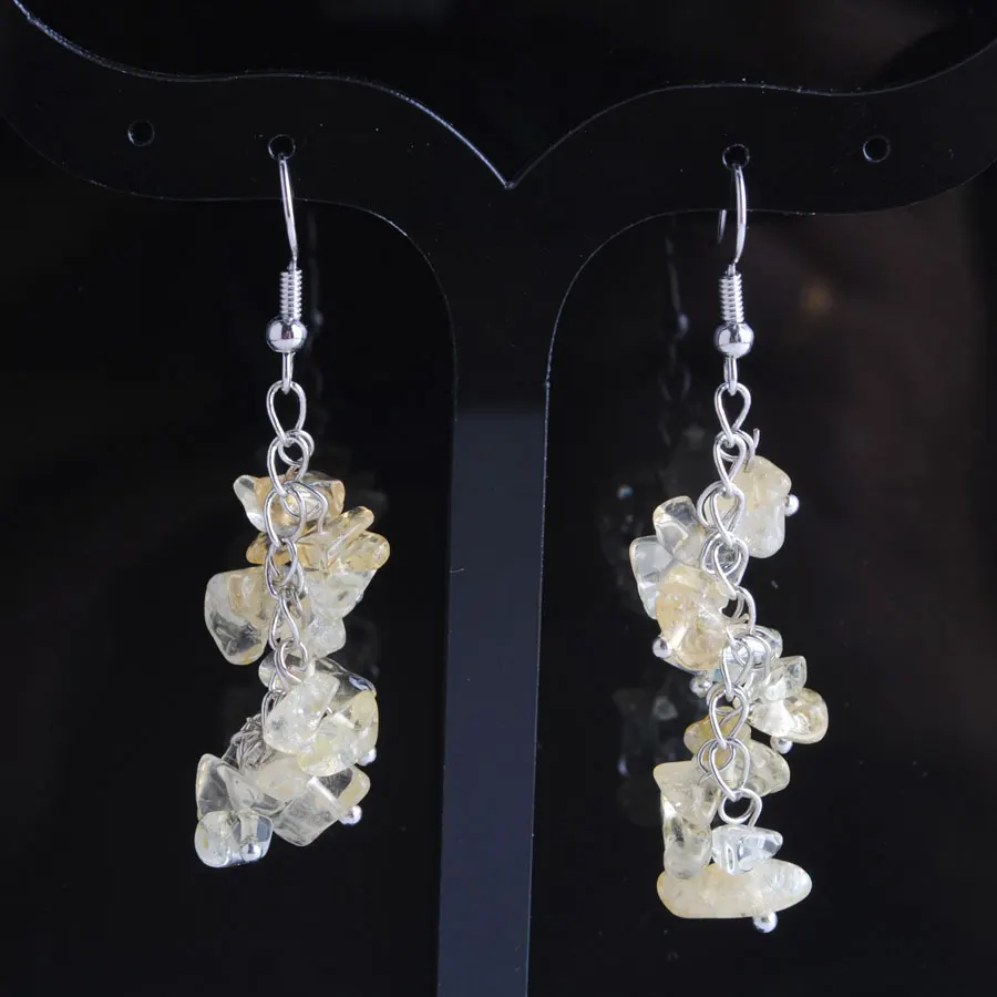 

WOJIAER Irregular Natural Stone Citrine Drop Earrings for Women Chip Bead Dangle Earrings Jewelry Wedding PW9130