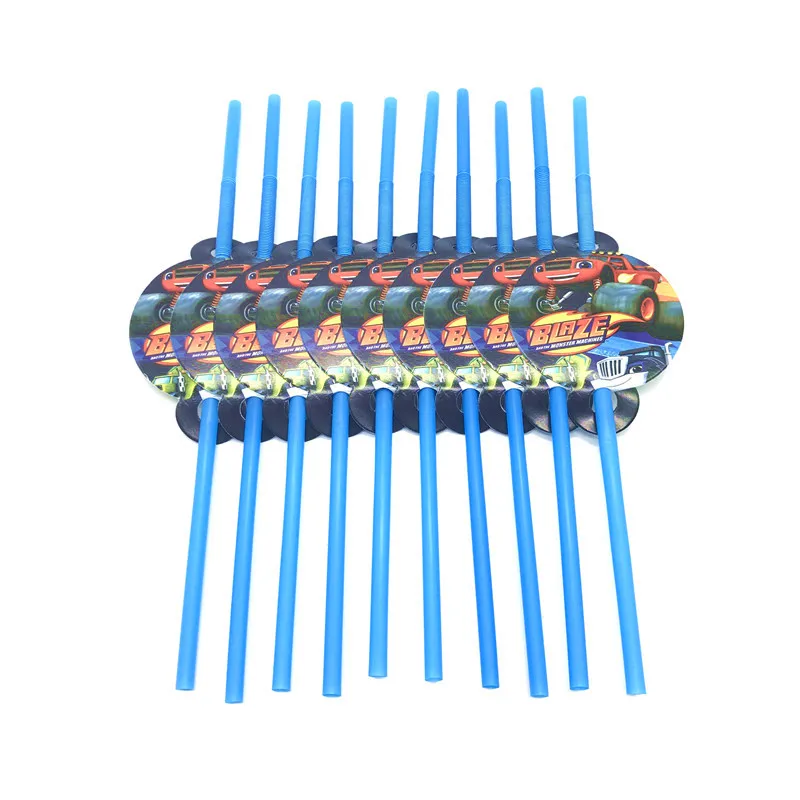 10 шт. с принтом вспыш и чудо машинки тематические соломинки День рождения