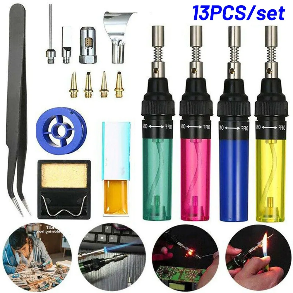 

Blue Welding Tool Butane Cordless Gas Soldering Green Pen Shaped Plastic Red