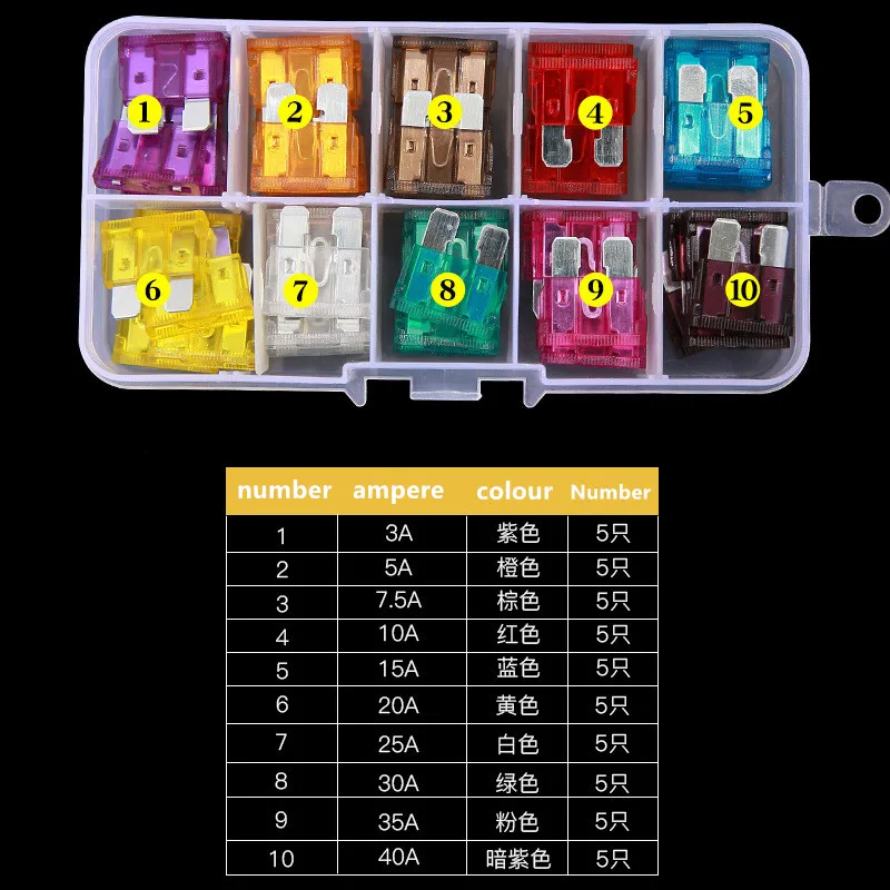 Автомобильный предохранитель среднего размера 2 А 3 5 7 10 15 20 25 30 35 50 шт. |