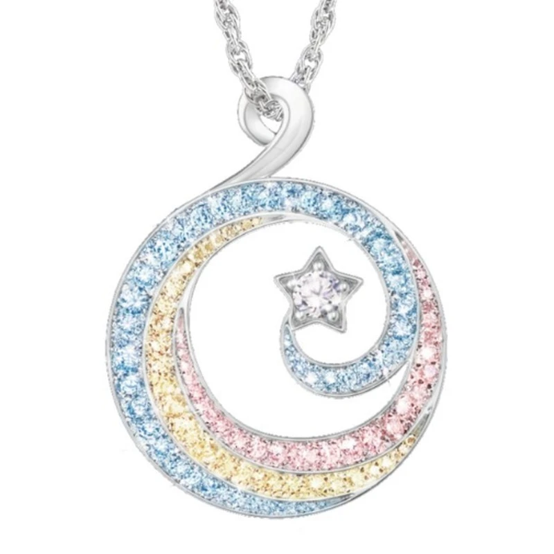 

Colorful zircon star and moon pendant girl birthday Valentine's day gift necklace jewelry sweet romantic party pendant wholesale