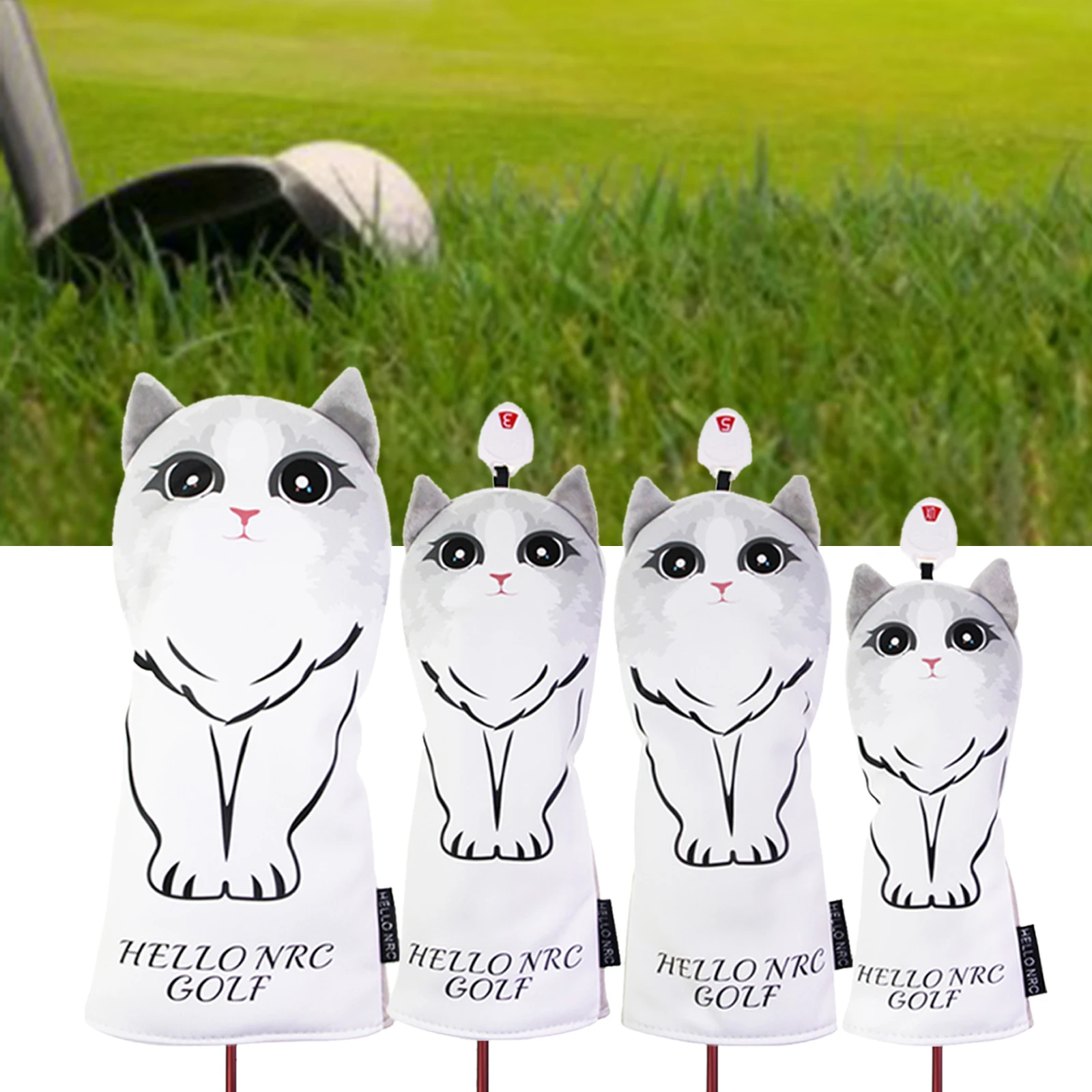 

3x/4x Golf Club Head Cover Driver Fairway Wood Headcover Golf 1 3 5 UT Covers Sleeve Protect Guard with Cat Pattern and Numbers