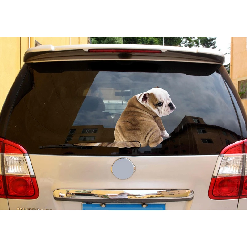 

Kawaii Cartoon Funny Moving Tail Animal Dog Stickers Reflective Stickers Car Window Wiper Decals Rear Windshield Sticker Hot