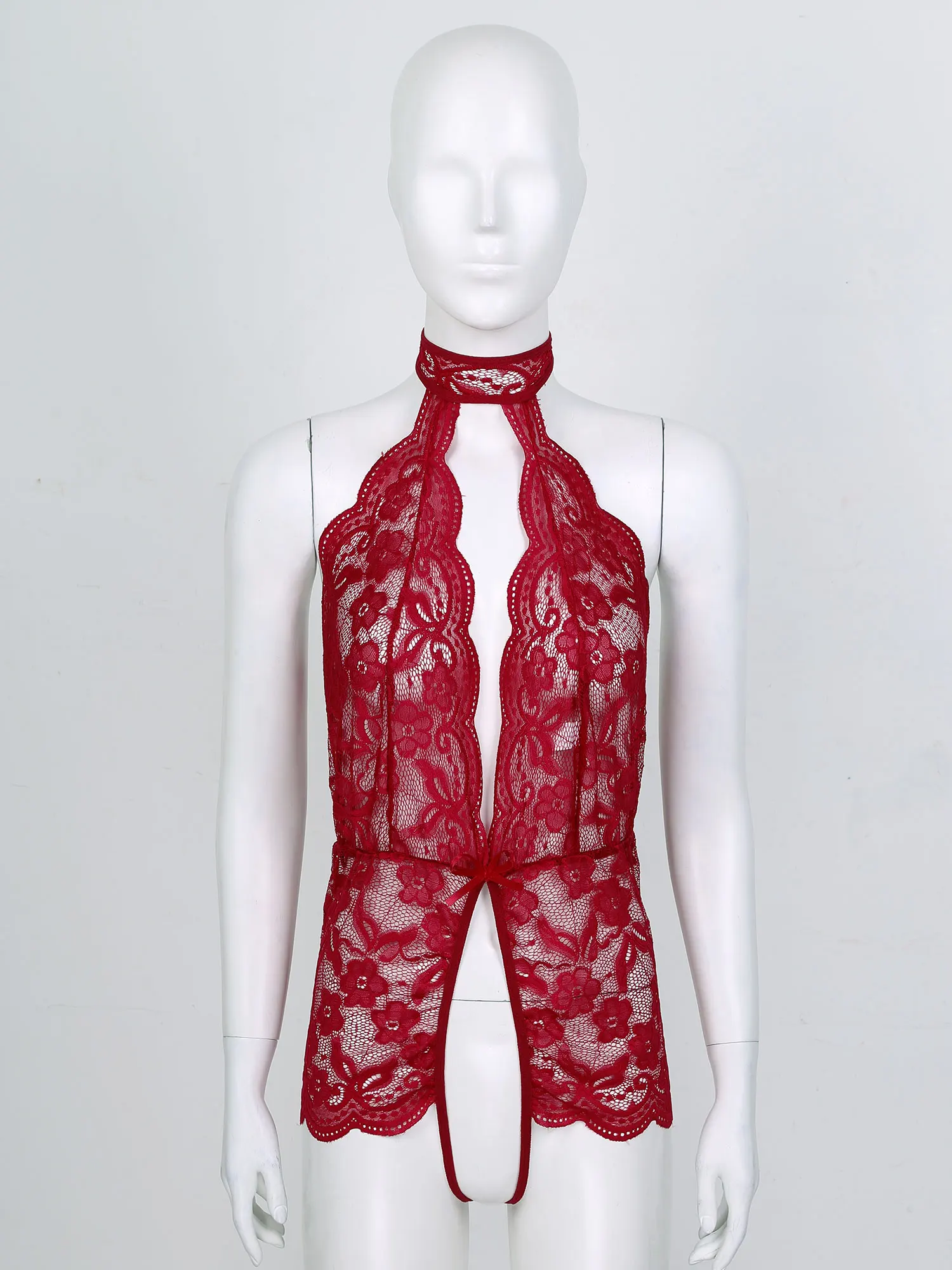 

Женские Плюшевый комбинезон просвечивающее кружево экзотические постельное белье с цветочным принтом V образным вырезом вырезами Сисси От...