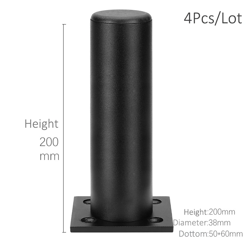Height 20cm - Black Утолщенные Регулируемые Алюминиевые ножки для мебели, ножки для шкафа 6-30 см, подставка для шкафа телевизора, ножки для ванной комнаты, ножки для дивана, набор из 4 предметов - Цвет: Height 20cm - Black