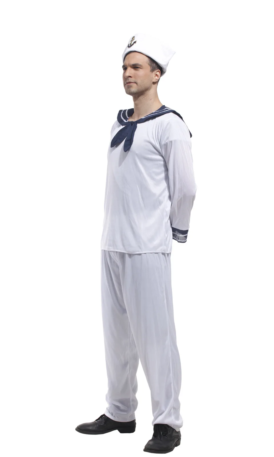 

White Adult Navy Sailor Costumes with Cap Halloween Cosplay Costume Party Stage Performance Role Play Disfraz for Man