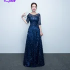 2021 длинное формальное темно-синее вечернее платье, элегантное вечервечерние платье