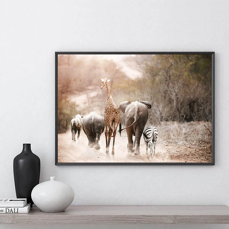 Scandinavian Style Poster Cow Lion Elephant Animal Canvas Print Wall Art Nordic Decoration Picture Painting Living Room Decor | Дом и сад