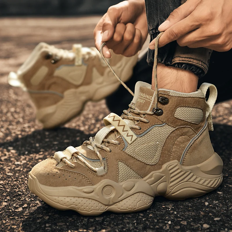 

Mens Shoes Sports Leather Boots Men Men's Shoes Platform Sneakers White Trainers Korean Male Hightop Winter 2020