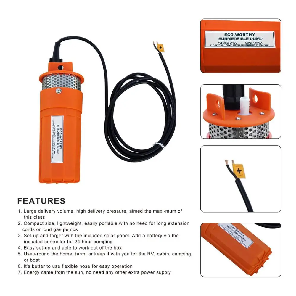 100 Вт монопанели солнечных батарей 12 В постоянного тока глубокого колодца