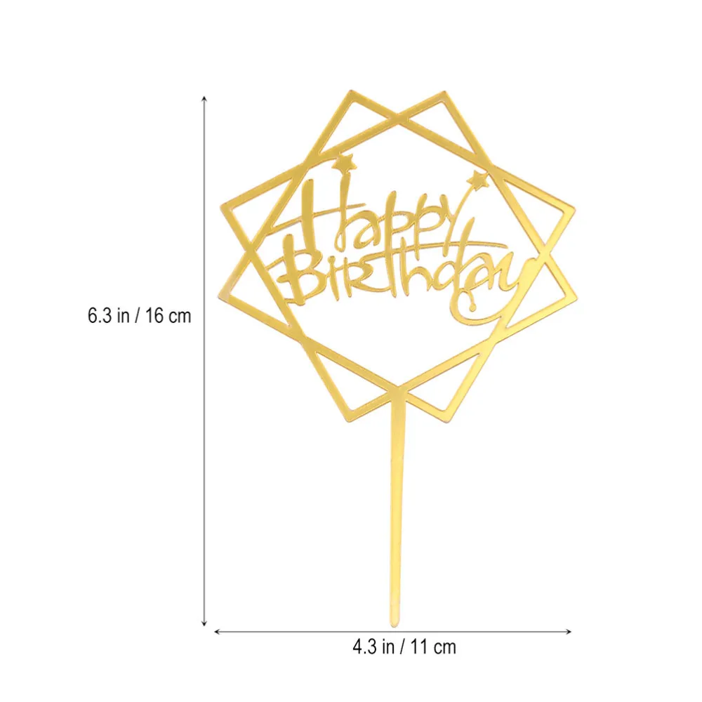 

12Pcs Fashion Acrylic Double-sided Mirror Birthday Cake Insert Baking Decoration (Golden)