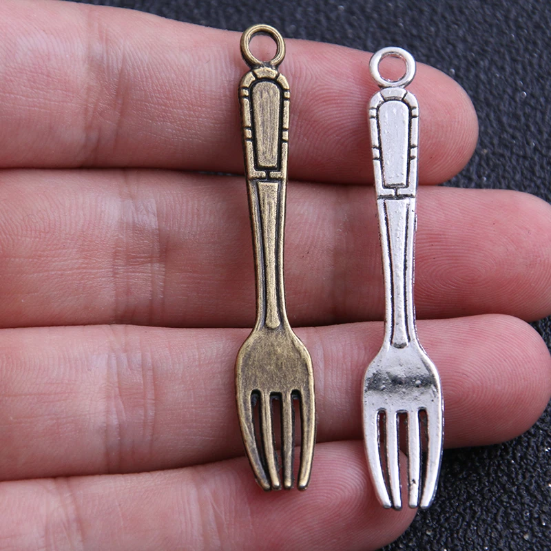 10pcs/lot 9*54mm Free shipping Antique Alloy Tableware fork Charms Jewelry Pendants | Украшения и аксессуары