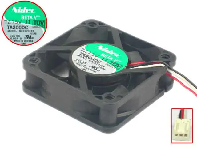 Вентилятор охлаждения сервера Nidec H35520 58 TA200DC DC 12 В 0 024a 50x50x15 мм 3 провода|fan dc|square fanfan