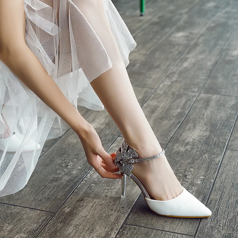

Temperament Elegant White Single Shoes Korean Fashion Pumps Pointed Stiletto Womens Shoes 2020 New Sexy Party Dress High Heels
