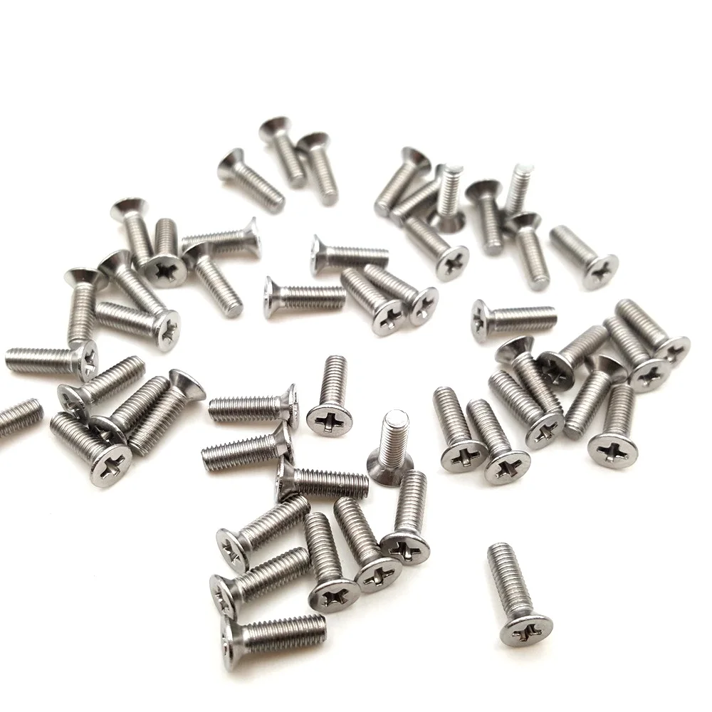 

50PC 304 Stainless Steel M3*10mm Flat Phillips Screw