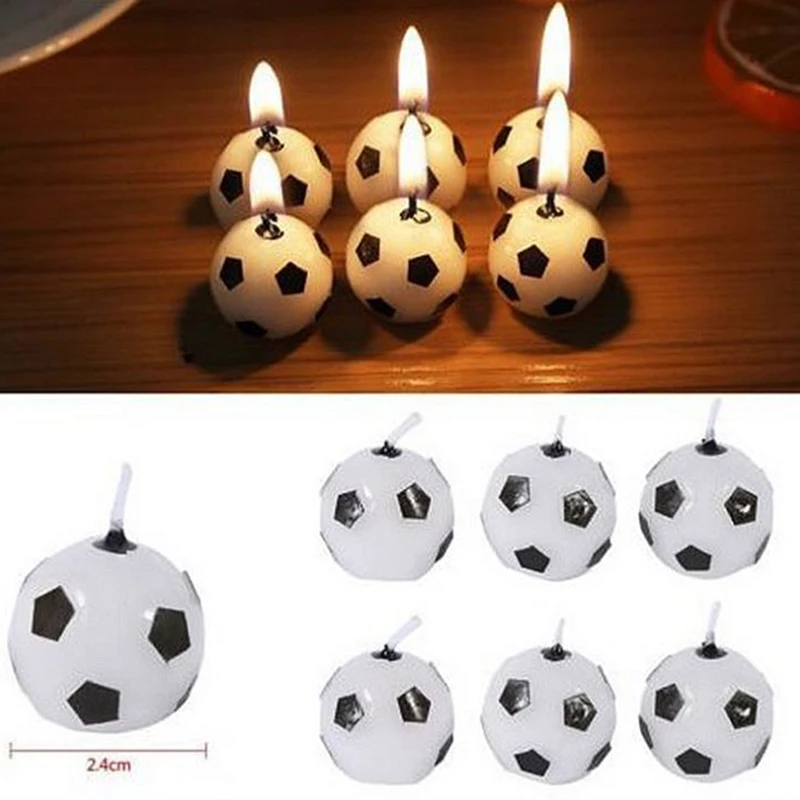 Cute Soccer Ball Football Candles For Birthday Party Kid Supplies Decor Wedding Garden Decoration Party Cake 6 pcs