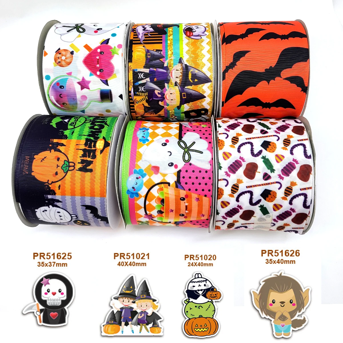 Хэллоуин персонажи мультфильмов печатная корсажная лента 42523 | Дом и сад