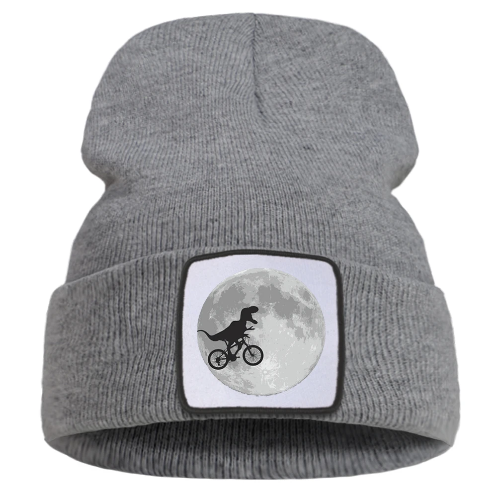Динозавр езда на велосипеде забавная Луна печать унисекс шапка мультфильм