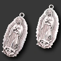 5pcs silver plated catholic virgin mary pendants retro necklace earrings metal accessories diy charms for jewelry crafts making