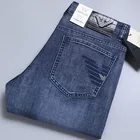 Джинсы мужские узкие эластичные из хлопка, модные брюки в деловом стиле, классические джинсы из денима, итальянский Орел, весна-лето