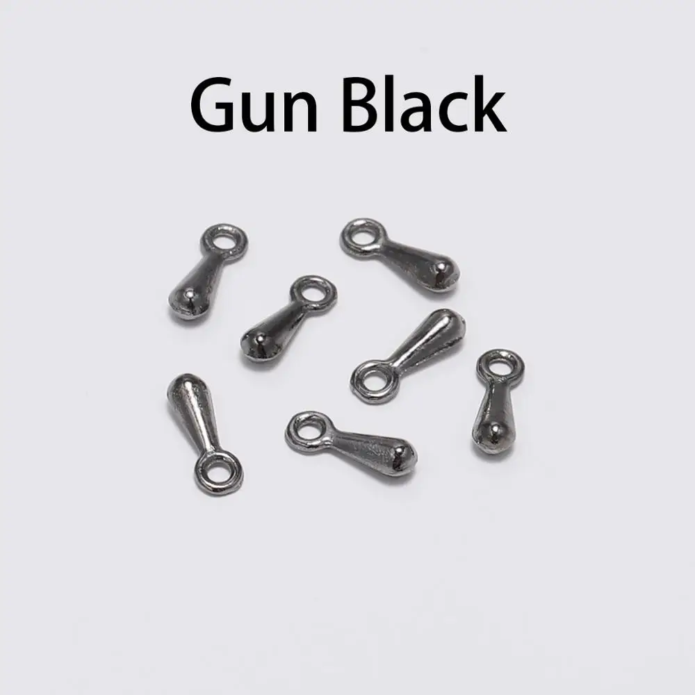 Gun Black 200 шт./лот, 2*7, 3*9 мм, золото/серебро, медь, капли воды, бусины для DIY, удлиняющая цепь, подвеска, ювелирные изделия, фурнитура, аксессуары - Цвет: Gun Black