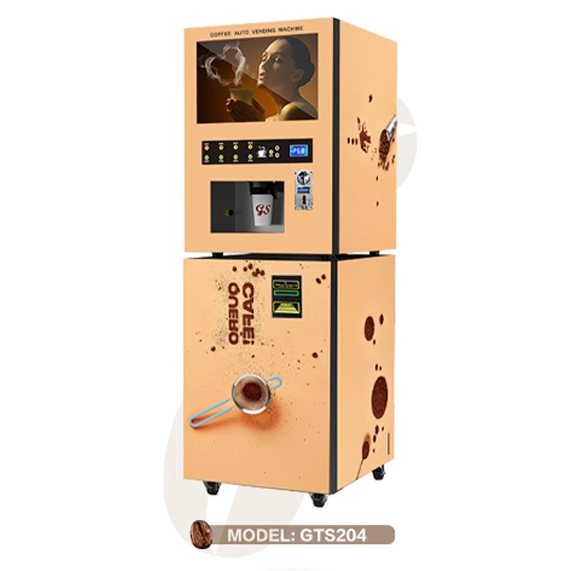 Coin-operated Кофеварка GTS204 торговый кофе машина коммерческий автоматический горячий/холодный напиток молоко чай машина для торгового центра/кино