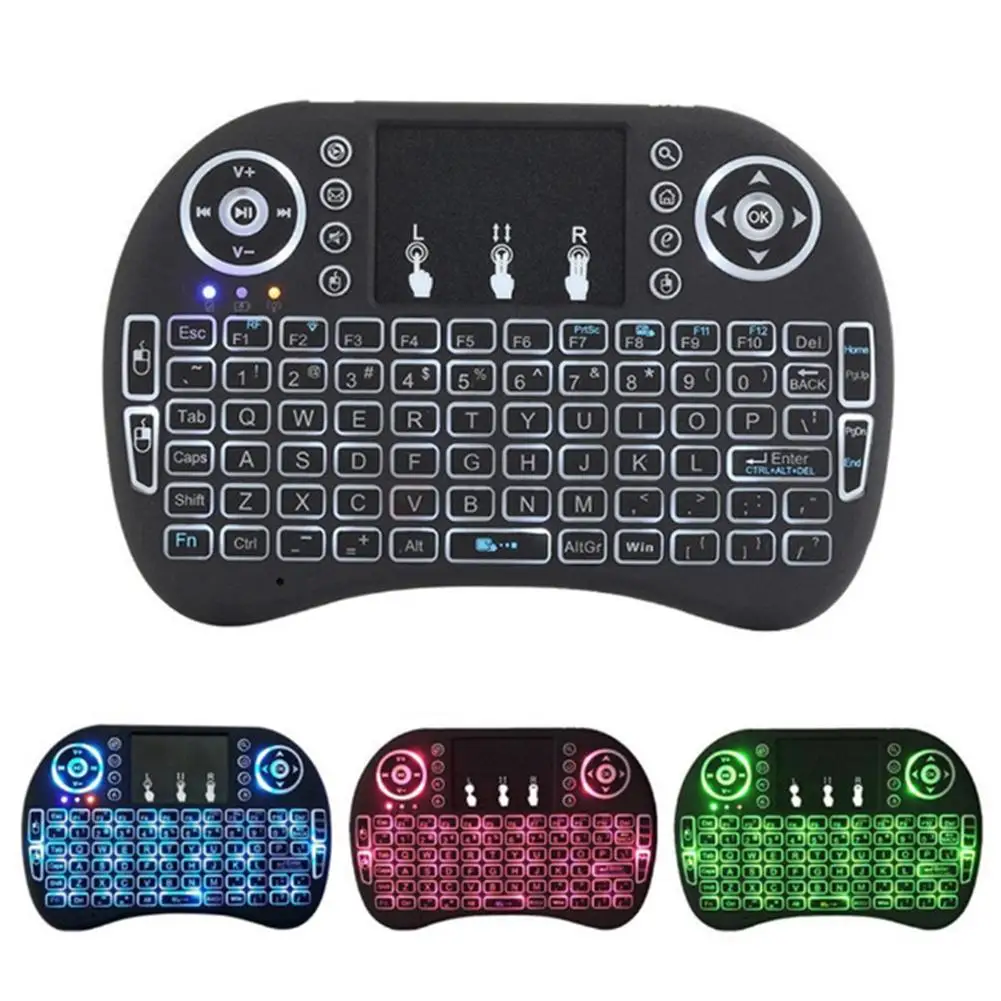 2.4Ghz Wireless Keyboard 7 color backlit i8 Mini Russian English colour Air Mouse with Touchpad Remote Control Android TV Box | Компьютеры