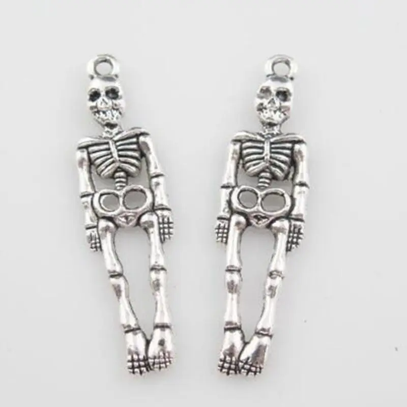 Винтажные серебряные готические Полые Подвески скелеты с черепом для ювелирных
