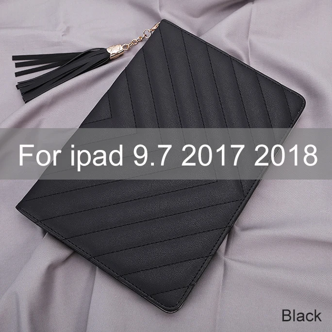 Essidi умный чехол для Ipad 9,7 дюймов кожаный чехол с кисточками планшетный ПК Защитный чехол для Ipad 9,7 дюймов - Цвет: Черный