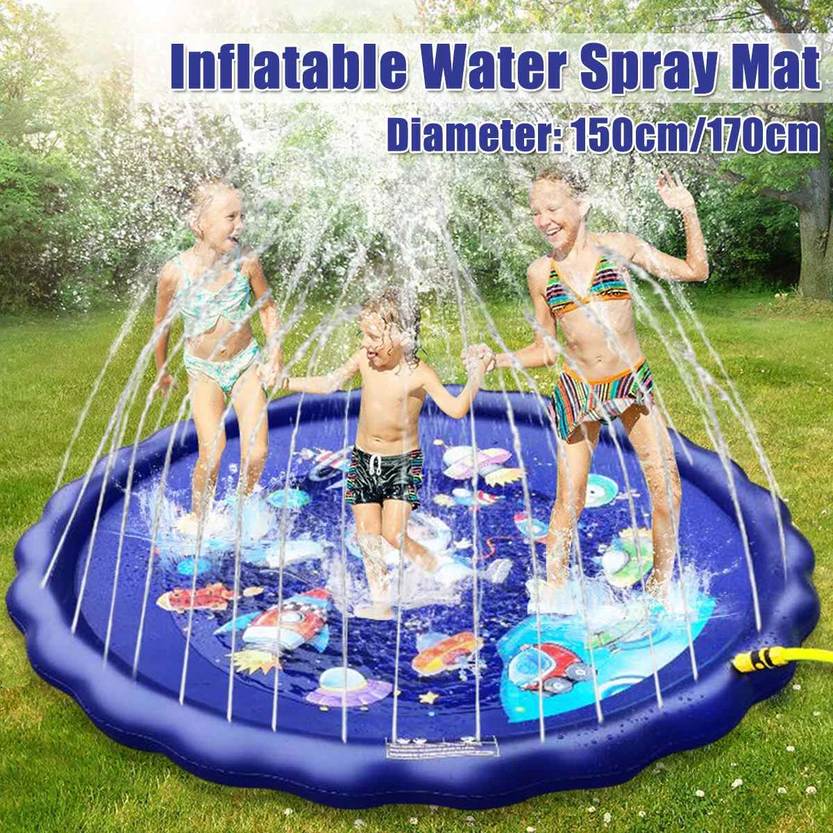 

170 см ПВХ распыления воды круглый коврик открытый сад Пляжный Коврик Надувной водный спрей Play Mat воды плавательный матрас игра инструмент