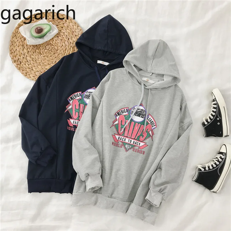 Женские худи с буквенным принтом Gagarich Свободный Тонкий Топ средней длины