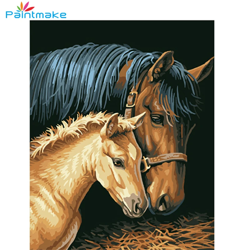 Paintmake DIY картина с животными по номерам лошадь маслом на холсте для украшения