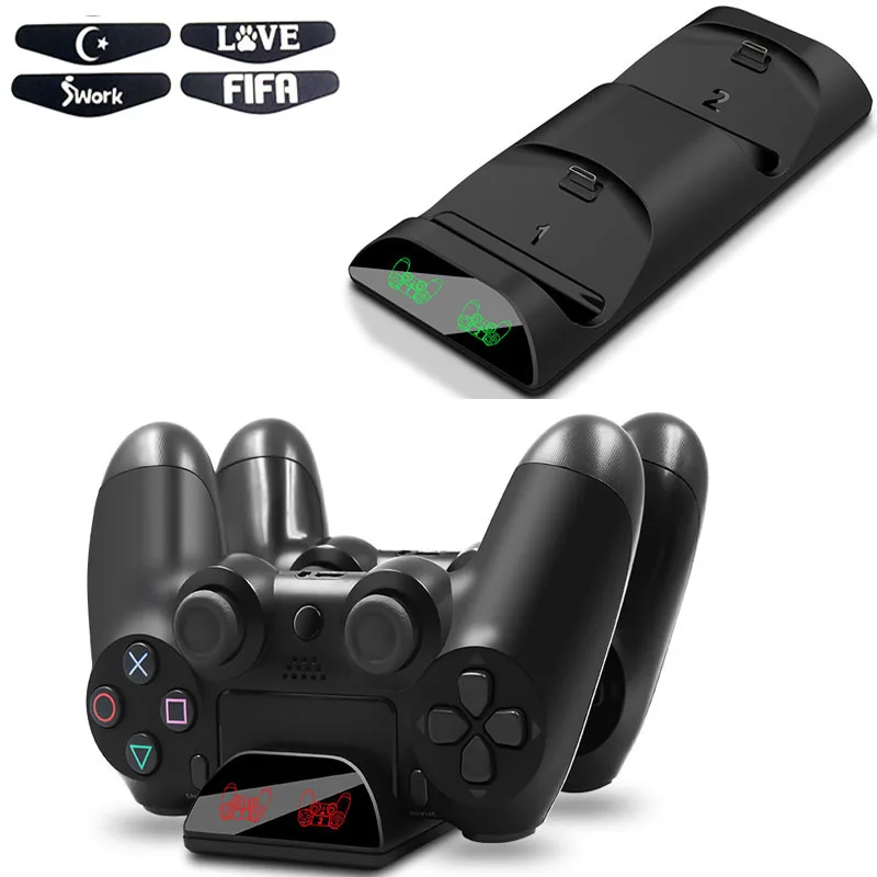 

Зарядная док-станция для контроллеров PS4 / PS4 Pro / PS4 Slim, зарядная док-станция с двумя USB-портами светодиодный ным индикатором для Playstation 4