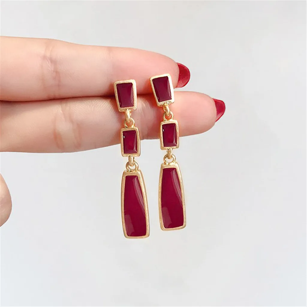 Новые женские красные эмалированные Серьги INS стильные длинные висячие серьги