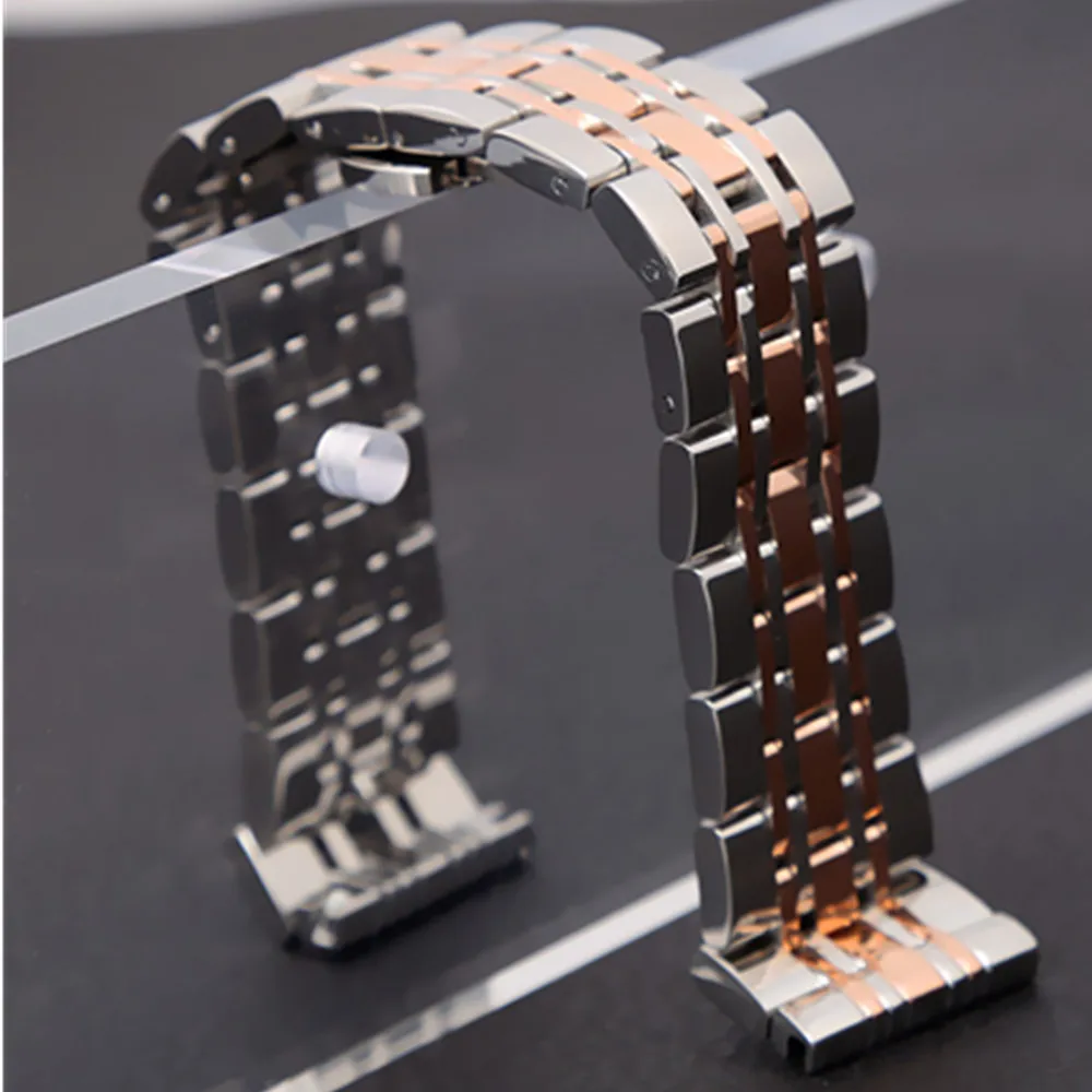 Solid Metal Watchabnds Bracelet Silver Black Rose Gold Men Women 316l Stainles Steel Watch Band Strap 14mm 16mm 18mm 20mm 22mm