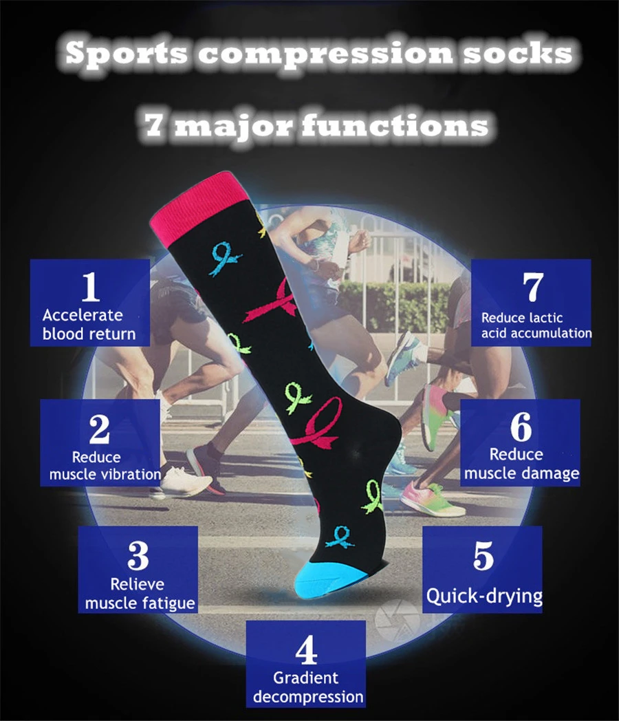 Милые Компрессионные носки для мужчин и женщин уличные спортивные велосипедные