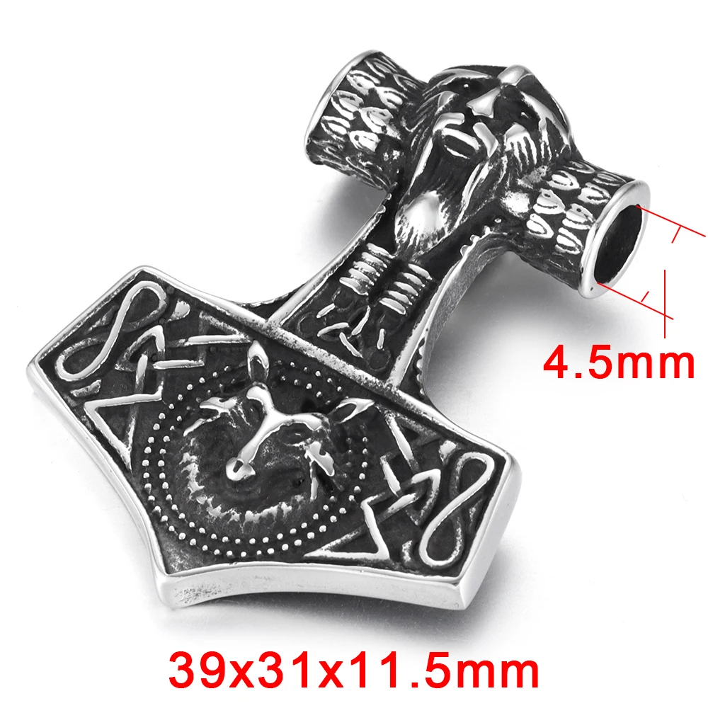 Viking Style 2 Нержавеющая сталь Viking Thor Hammer подвеска отверстие 5 мм для ожерелья DIY Аксессуары фурнитура для изготовления ювелирных изделий мужские Подвески поставки - Окраска металла: Viking Style 2