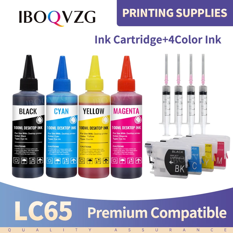 

IBOQVZG LC38 LC39 LC61 LC65 LC67 LC980 LC985 LC990 LC1100 Ink Cartridge Refillable For Brother DCP-J125 185C 195C J315W printer