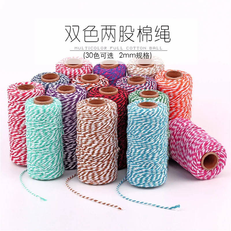 

100m/roll 2ply Bakers Twine String Cotton Cords Rope for Home Decor Handmade Christmas Gift Packing Craft DIY wrapping gift