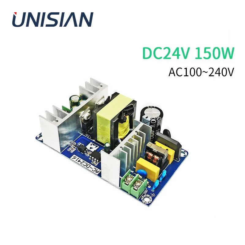 Модуль источника питания UNISIAN 150 Вт, 24 В, переменный ток 100-240 В в постоянный ток, 24 В, 6 А, 9 А, 220 Вт, макс. высокомощный импульсный адаптер